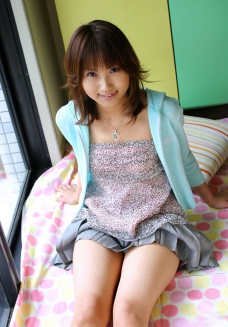 Cute Japanese girl Haruka Morimura gets naked after upskirt action 71154079