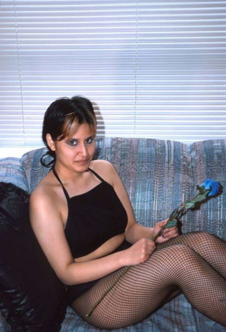 Indian girl unveils her natural tits while wearing mesh pantyhose 36224808