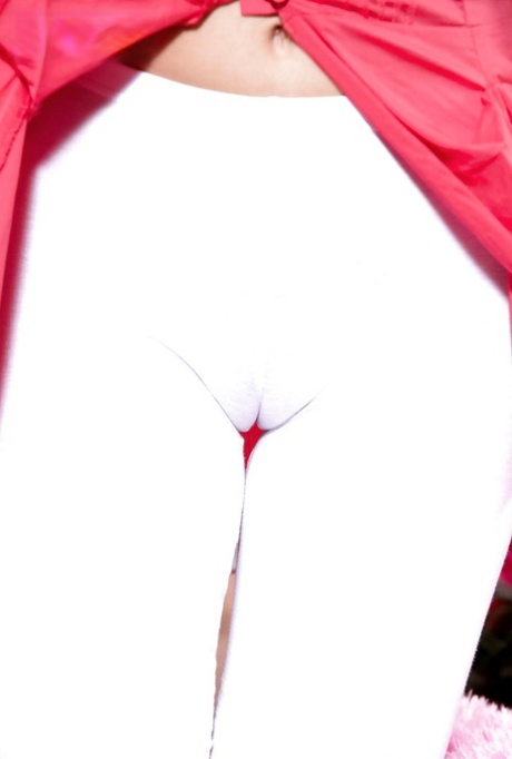 Blonde teen babe Alina West bares tiny tits while sporting camel toe pussy 79867328