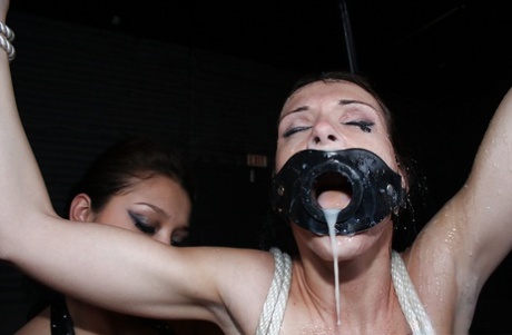 18 year old slut Jennifer Dark oozing jizz from mouth and pussy after bukkake 16392527